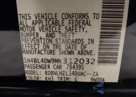 2021 Nissan Altima Sv Intelligent Awd from USA, damaged, VIN 1N4BL4DW9MN312032